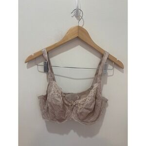 Chantelle C Magnifique Beige Floral Lace Unlined Bra 32DDD 32F